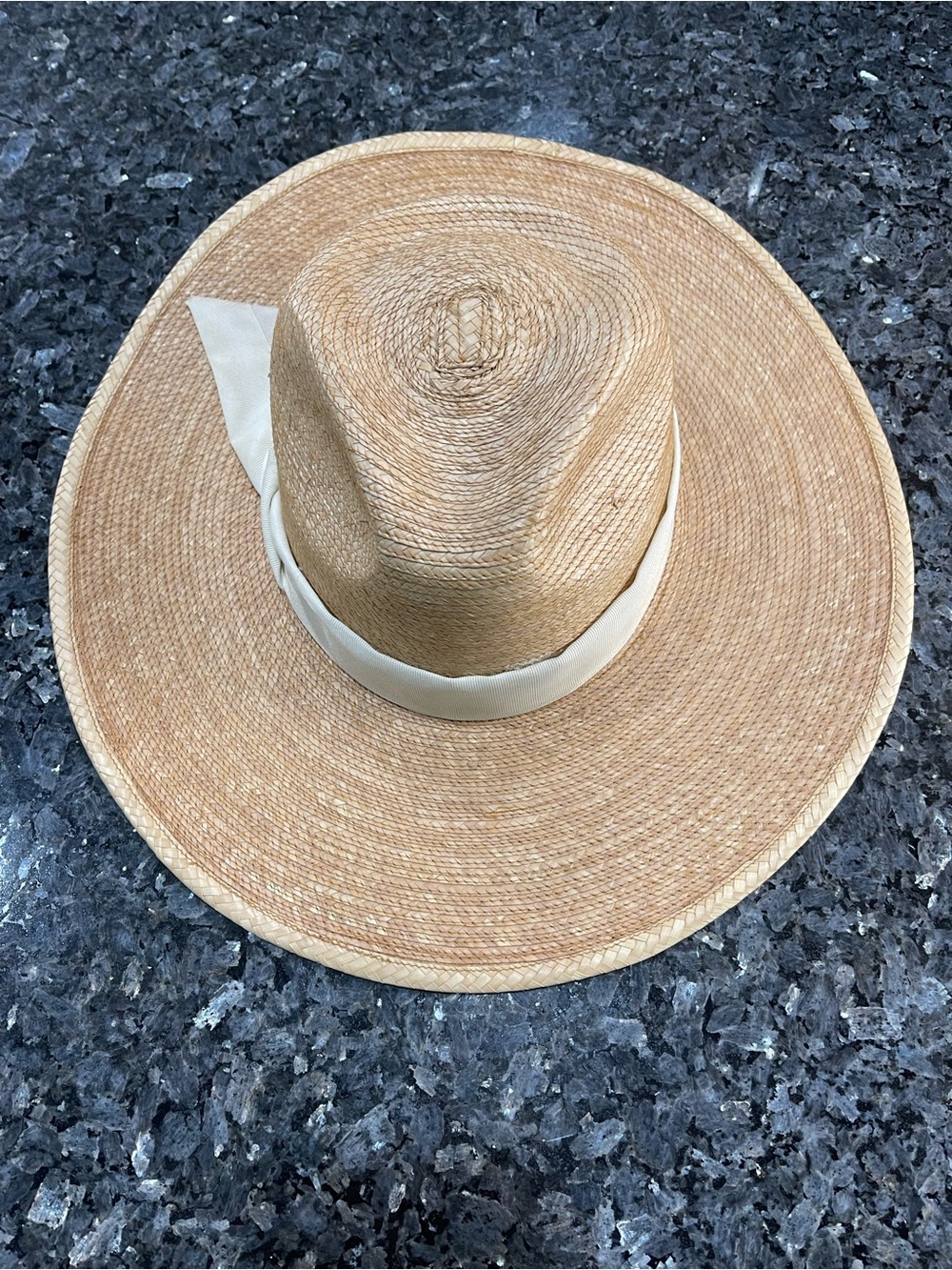 Sunshine Tienda Straw Wide-Brim Sun Hat with Ivory Band M/L